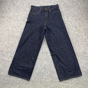 Women Uniqlo Wide Leg Jeans Sz 11 Dark Wash